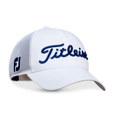 Titleist Men’s Tour Sports Mesh Golf Hat. Built For Elite Style And Performance, The Hat Comes Together With Breathable Mesh Fabric, Antimicrobial Technology, And A Moisture-Wicking Sweatband For Complete Comfort On A Sunny Day. White Breathable Trucker Hat For Sports, White Sporty Hat With Breathable Mesh, Sporty White Hat With Breathable Mesh, White Six-panel Golf Hat, White Sporty Baseball Cap For Golf, Classic White Sports Hat, White Breathable Hats For Baseball Season, Collegiate White Six-panel Hat, White Collegiate Six-panel Hat