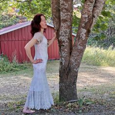 Handknitted lacedress, light grey. Based on Haapsalu lace stitch- patterns. Estonian lace.  Yarn: 100% merinowool Size: S/M (EU) 36/38 (EU)  Every handknitted dress is unique.  You can be most certain, that no-one else has similar dress, as You.  Care: Hand wash in mild, lukewarm water detergent for delicate garments. Rinse. Gently squeeze out water, do not twist. Lay flat, stretch and fix with pins from the edges, let it dry. No ironing! Thank You for visiting my shop! ♥ Fitted Crochet Dress With Lace Patchwork For Wedding, Fitted Lace Crochet Dress For Wedding, Fitted Gray Wedding Dresses, Elegant Crochet Dress With Lace Patchwork For Wedding, Elegant Crochet Wedding Dress With Lace Patchwork, Fitted Crochet Dress With Lace Trim For Wedding, Fitted Crochet Wedding Dress With Scalloped Lace, Lace Crochet Dress With Lace Trim For Wedding, Elegant Crochet Dress With Scalloped Lace For Wedding