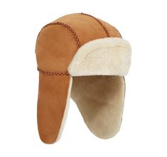 Made from genuine slim sheepskin treated for enhanced water resistance, this trapper-style hat features cozy earflaps to keep your little one warm in style. Pair with our matching sheepskin gloves. | Genuine slim sheepskin with water resistance. Functional earflaps. UGG woven logo. | UGG Toddlers' Sheepskin Trapper with Stitch Hats in Chestnut, Size 2/4 YRS Lux Gifts, Sheepskin Gloves, Water Enhancer, Trapper Hat, Toddler Accessories, Sheep Skin, Trapper Hats, Cold Weather Accessories, Woven Labels