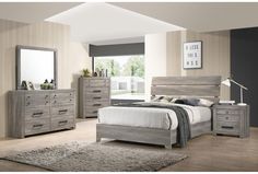 a bedroom scene with focus on the bed and dresser