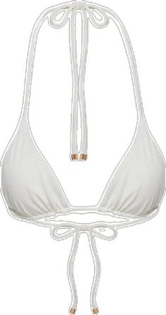 Chic White Triangle Top Swimwear, White Triangle Halter Top For Pool, White Beachy Halter Top For Sunbathing, White Triangle Top Halter For Beach, White Triangle Halter Top Beach Style, White Triangle Top Halter For Beachy Style, White Triangle Halter Top For Beach, White Triangle Halter Top, Beachy Style, White Beachy Halter Top