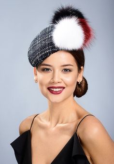 Stunning and modern version of vintage pillbox hats. Hat is  hand-blocked from buckram on wooden block and then covered with  wool fabric. Trimmed with large beautiful rabbit fur pom poms. Hat is attached with the hat elastic. Curvy shape of the hat makes it very feminine and elegant. Hat is finished with the silky lining inside. Hat fits to any heasize. Made to order! Please allow 3-4 days for production. Free shipping means, that it is shipped with the international standard mail, with the tra Pillbox Hats, Elegant Hat, Beautiful Rabbit, Hat Fits, Pillbox Hat, Fur Pom Pom, Rabbit Fur, Wooden Blocks, Pill Boxes