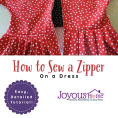 how to sew a zipper on a dress with instructions for beginners and kids