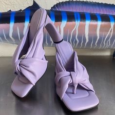 The Cutest Shoes But A Bit Too Small For Me. Have A Tiny Mark Ad Shown On Toe Area But Not Visible When Worn. Never Been Used, Only Tried On !! Casual Purple Leather Heels, Casual Purple Synthetic Heels, Casual Purple Heels, Pink Velvet Heels, Wood Platform Heels, Beige Pumps, Strappy Block Heels, Maroon Leather, Velvet Heels