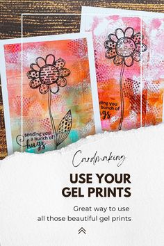 Picture of orange greeting cards with flowers Painting Stuff, Gelli Printing, Flower Stamp, Hi There, Handmade Design, Handmade Paper, Paper Crafts