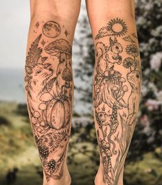 a person with tattoos on their legs