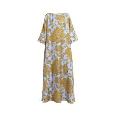 La DoubleJ twill muumuu dress in a tangle motif Boat neckline Three-quarter sleeves Loose silhouette Floor sweeping hem Slipover style Silk Unlined Made in Italy Boat Neckline, Silk Twill, Three Quarter Sleeves, Tangled, Tops Designs, Silk, Luxury Fashion, Design