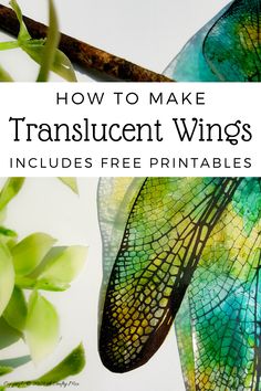 the words how to make translucent wings includes free printables on top of it