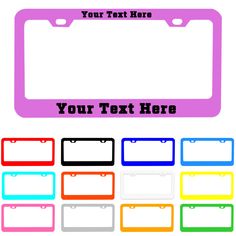 a set of blank labels with the text your text here on them in different colors