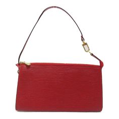 Louis Vuitton Pochette Accessory Pouch Red W 21cm X H 13.5cm X D 4cm Handle Length: 46cm Strap Drop Length: 18cm Shoulder Length: 110cm France Design, Bags Louis Vuitton, Louis Vuitton Pochette, Accessory Pouch, Louis Vuitton Bags, Shoulder Length, Louis Vuitton Bag, Red Color, Calf Skin