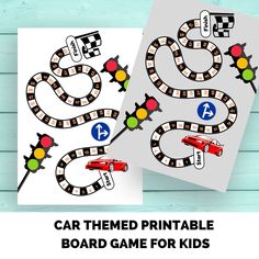 the printable board game for kids to play with cars and traffic lights on them