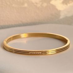 Width: 4mm Gold Earrings Studs Simple, Tiffany Bangle, Gold Jewelry Outfits, Gold Bangle Set, Bangles Design, Gold Bond, Gold Bangles Design, Silver Coat