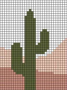 a cross stitch pattern with a cactus in the desert