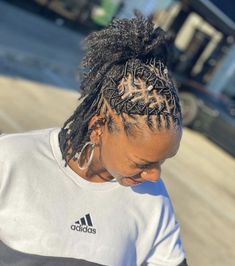 Up Down Locs Hairstyles For Women, Dreads Black Women Hairstyles Updo, Cute Styles For Locs For Women, Loc Roll Styles, Lobster Tail Loc Style, Two Bun Loc Style, Loc Styles Braided Back, Locs Hairstyles Mohawk, Female Barrel Twist