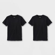 Have your cool dude keep comfy and casual for any occasion by wearing a tee from this 2-Pack of Black Short-Sleeve T-Shirts from Cat and Jack™. Made from a soft cotton blend, this basic pack of short-sleeve tees will keep him comfortable from day to night and season to season. Featuring a simple crewneck construction with a regular fit, they pair with anything from jeans to shorts to sweats for a relaxed look he can wear for any casual day out. Gender: male. Age Group: kids. Pattern: Solid. Simple Crewneck, Cool Dude, Crewneck Style, Shirt Template, Kids Pattern, Cat And Jack, Versatile Outfits, Jack Black, Boys Long Sleeve