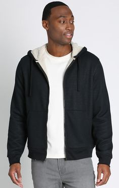 A insanely cozy waffle zip-up hoodie with a sherpa lining. Classic Fit 2 Pockets 100% Polyester Style #J22C-300-PK9 Imported Casual Sherpa Hooded Jacket With Fleece Lining, Casual Sherpa Hooded Jacket For Cold Weather, Cotton Hoodie With Fleece Lining For Cold Weather, Cozy Cotton Hooded Jacket With Fleece Lining, Cozy Hoodie With Zipper For Winter, Cozy Winter Hoodie With Zipper Closure, Casual Sherpa Hooded Jacket With Long Sleeves, Cozy Fit Hoodie With Double-lined Hood For Cold Weather, Sherpa Hoodie With Fleece Lining For Cold Weather