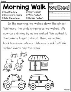 the morning walk worksheet for kids to learn how to read and understand what they are