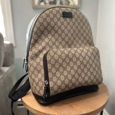 Gucci Gg Supreme Large Backpack (Black & Beige) Used - Like New (Used Twice) No Signs Of Wear Comes From A Smoke Free, Pet Free Home Bags Gucci, Large Backpack, Gucci Bags, Black Backpack, Gucci Bag, Bag Lady, Like New, Backpacks, Gucci