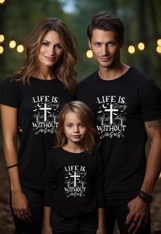 This Halloween Shirt for the family will get you in the Halloween spirit with a twist of faith in our 'Life Is Scary Without Jesus' shirt! This design combines a haunting Halloween vibe with an uplifting message, featuring distressed text and subtle creepy details like bats and ghostly figures. Perfect for those who want to spread a little light during the spooky season, this shirt is both stylish and meaningful. Made from premium, soft cotton, it's comfortable for any fall event--whether you're Black Long Sleeve T-shirt For Family Matching, Skeleton Costumes, Christian Halloween, Skeleton Costume, Fall Events, Jesus Shirt, Uplifting Messages, Family Halloween, Halloween Spirit