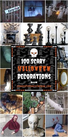 halloween decorations are featured in this collage with the words, 10 scary halloween decorations