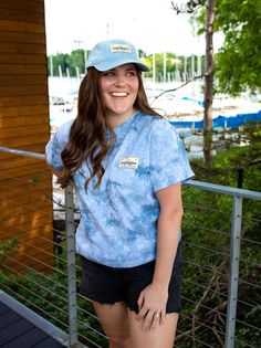 New! Our popular vintage patch, but on a cotton tie dye t-shirt. These T-Shirts are Unisex and made from 100% pre-shrunk cotton that has a relaxed fit and a soft, lived-in feel.  Please note that the tie dye pattern will vary per t-shirt. Preshrunk--so no shrinking. If you're in-between sizes, it's suggest to size up for a more comfortable fit. Patches sewn on locally in Grand Rapids, MI. Also available in yellow. Casual Pre-washed T-shirt For Streetwear, Faded Pre-washed T-shirt For Summer, Casual Tie Dye Cotton T-shirt, Casual Tie Dye Crew Neck T-shirt, Casual Pre-washed Summer Tops, Casual Pre-washed Tops For Summer, Pre-washed Crew Neck T-shirt For Summer, Blue Pre-washed Short Sleeve T-shirt, Casual Faded Pre-shrunk T-shirt