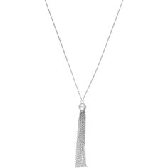 Olas d'Oro 18 Necklace - 14K White Gold Bead with Tassel Adjustable Necklace Luxury Dangle Tassel Jewelry, Elegant Dangle Tassel Jewelry, Tassel Long Necklace Jewelry For Gifts, Long Tassel Necklace Jewelry For Gift, Long Tassel Necklace As Gift, Long Tassel Necklace For Gifts, Elegant Long Drop Tassel Jewelry, Elegant Long Tassel Necklace, Luxury Formal Tassel Jewelry