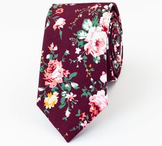 "FREE SHIPPING within USA on orders over $35 and in Canada on orders over $75 Featuring the fashion forward with this floral print. Perfect match to Azazie burgundy, Davids bridal maroon, deep red, wine, maroon, mulberry color pallets. Bow ties for kids, adults, neckties for youth, pocket squares and cute little infant ties are available to complete the looks. ▶ SIZE: - Adult neckties: Approx. 2.75\" wide at the tip, Approx. 58\" length - Pocket Square: Approx. 10\" X 10\" - Adult bow tie (Pretied): Bow is approx. 4.75\" in length and 2.3\" in height. Adjustable strap to fit neck sizes from 11\" - 20\". This size should fit most kids/ adults from 12 years and up. - Youth tie: Approx. 2.35\" wide at the tip, 14\" long. With adjustable elastic strap, this size should fit most kids from 6 - 1 Burgundy Ties Groomsmen, Maroon Ties Groomsmen, Rust Floral Tie, Floral Print Tie For Groom, Azazie Burgundy, Floral Print Standard Tie For Wedding, Floral Print Ties For The Groom, Burgundy Floral Tie, Floral Print Ties For Groom