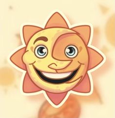 a cartoon sun with a happy face