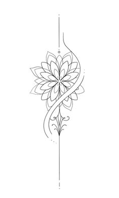 a line drawing of a flower on a white background with an arrow in the middle