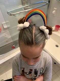 Crazy Hair For Kids, Easter Hair Bows, Girl Hair Dos, Easter Hairstyles For Kids, Wacky Hair Days, Crazy Hair Day, Wacky Hair