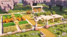 Watermelon Minecraft Farm, Minecraft Pale Garden Builds, Minecraft Rose, Gardens Minecraft, Minecraft Greenhouse Ideas, Minecraft Greenhouse, Minecraft Kingdom, Minecraft Building Ideas, Minecraft Garden