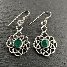 Vintage Sterling Silver Green Resin Celtic Knot Dangle Earrings, Stamped 925, Max Dangle Length 35mm, Diameter 16.8mm, Total Weight 5.03 Grams, Secure Ear Wire, Lovely Condition Etsy Earrings Dangle, Celtic Knot, Ear Wire, Sterling Silber, Vintage Sterling Silver, Jewelry Earrings Dangle, Silver Earrings, Dangle Drop Earrings, Dangle Earrings