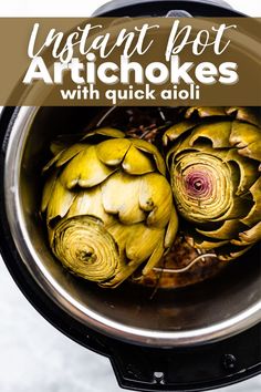 two artichokes in an instant pot with water