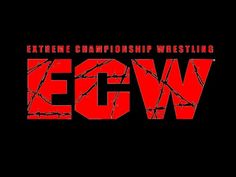 the ecw logo on a black background with red letters that read extreme championship wrestling