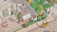 an artist's rendering of a restaurant with palm trees in the foreground and other outdoor seating areas