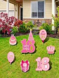 50th birthday outdoor decorations Birthday Outdoor Decorations, Happy Birthday Yard Signs, Birthday Yard Signs, Colorful Birthday Party, Birthday Signs, Corrugated Board, 30th Birthday Decorations, Perfect Birthday Party, Pink Birthday Party