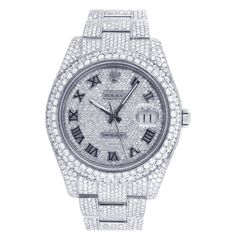 Rolex Datejust II Roman Numeral Dial Aftermarket Diamond Watch Rolex Datejust Men, Rolex Datejust Ii, Datejust Ii, Dope Jewelry Accessories, Rolex Milgauss, Used Rolex, Diamond Watches, Silver Pocket Watch, Rolex Date