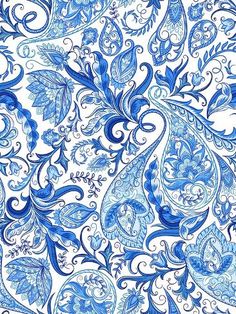 a blue and white floral pattern