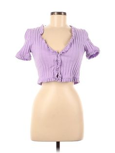 Zara Short Sleeve Top Size: Medium Purple Tops - used. No Fabric Content, Sweetheart, | Zara Short Sleeve Top Purple Sweetheart Tops - Used - Size Medium Purple Tops, Zara Shorts, Purple Shorts, Medium Purple, Purple Top, Zara Basic, Short Sleeve Top, Short Sleeves Tops, Ruffles