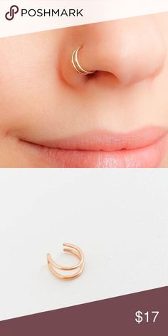 the nose piercing is shown in two different colors