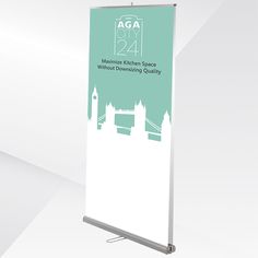 a roll up banner with an image of the london skyline