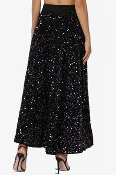 Indulge in the allure of our Sparkly Sequin Maxi Skirt—where glamour meets comfort. The Elastic High Waist and A-Line silhouette long skirt make it a party essential.Shine with confidence in this long, dazzling piece.Perfect for parties, gatherings, or a night out on the town, this skirt is the epitome of timeless chic.Shimmering sequin embellishmentsElastic high waist for comfort, lightwight material makes it suitable for various seasonsPull on closure, A-line silhouettePerfect for festive occa Glamorous Floor-length Skirt For Night Out, Floor-length Party Bottoms For Spring, Party Maxi Skirt With Lining, Long Skirt For Cocktail And Party Season, Long Skirt For Cocktail Party Season, Long Skirt For Prom And Party Season, Long Skirt For Gala Party Season, Long Skirt For Gala During Party Season, Cocktail Long Skirt For Party Season