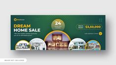 a real estate sale banner with houses on the front and below it is an advertise that reads dream home sale