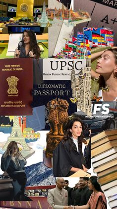 the collage shows many different people and their passports, including one woman with her hand on her head