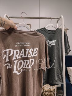 Let Every Breath Praise The Lord Print Tee Sizing: Unisex (see size guide in photos for measurements) Color: Yam, Sage, Pepper, Espresso, Denim, Peachy Material: 100% Cotton Brand: Comfort Colors  Ink color: White Front Graphic: Praise The Lord Back Graphic: Let Every Breath Praise The Lord *cannot be personalized or changed* PROCESSING/TURNAROUND TIME: -Processing/Turn around times may vary. Please check the estimated ship/delivery times.  -Processing/Turn around time DOES NOT include shipping Screen Print Tshirt, Church Merch, Jesus Clothing, Jesus Clothes, Christian Shirts Designs, Church Shirt, Praise The Lord, Screen Printed Tshirts, Faith Clothing