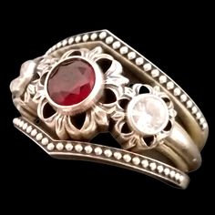 Garnet Three-stone Wedding Jewelry, Anniversary Jewelry With Rose Cut Diamonds And Lab-created Ruby, Wedding Jewelry With Rose Cut Diamonds And Lab-created Ruby, Jewelry Fashion Trends, Wide Rings, Rhodolite Garnet, Ruby Diamond, Wedding Set, 14kt Gold