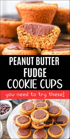 peanut butter fudge cookie cups with text overlay