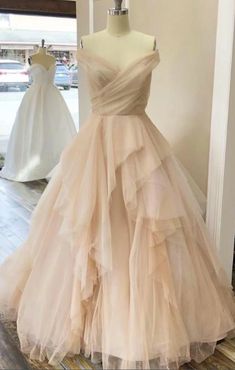 Off the Shoulder Wedding Dress Pageant Dress with Alternative Bridesmaid Dresses, Tulle Formal Dress, Prom Dress Tulle, Tulle Long Prom Dress, Ruffle Prom Dress, Blush Wedding Dress, Off Shoulder Wedding Dress, Tulle Wedding Gown, Tulle Evening Dress