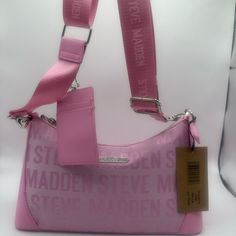 Nwt Pink Canvas Steve Madden Crossbody Bag With Card Holder Steve Madden Crossbody Bag, Pink Canvas, Steve Madden Bags, Girls Bags, Bags Designer Fashion, Crossbody Bags, Steve Madden, Designer Fashion, Bags Designer