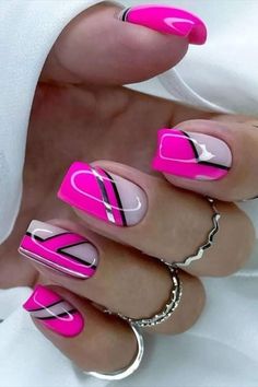 Acrylic Nail Designs Classy, Glitter French Nails, Nautical Nails, Acrylic Toe Nails, Pink Gel Nails, Gel Nail Art Designs, Sassy Nails, Ombre Nails Glitter, Diy Acrylic Nails